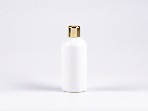 Weissglasflasche 100ml, mit Tropfmontur Gold gold